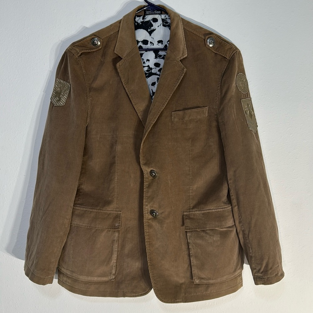 Men’s Affliction Red Label Premium Corduroy Brown color Blazer Size XL